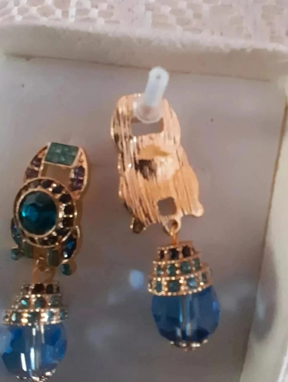 Pendientes de moda de cristal con strass azules y verdes – photo 4